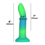 Addiction Rave 8" Glow In The Dark Dildo in Blue Green