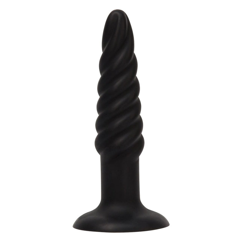 Spiral Silicone Butt Plug in Black