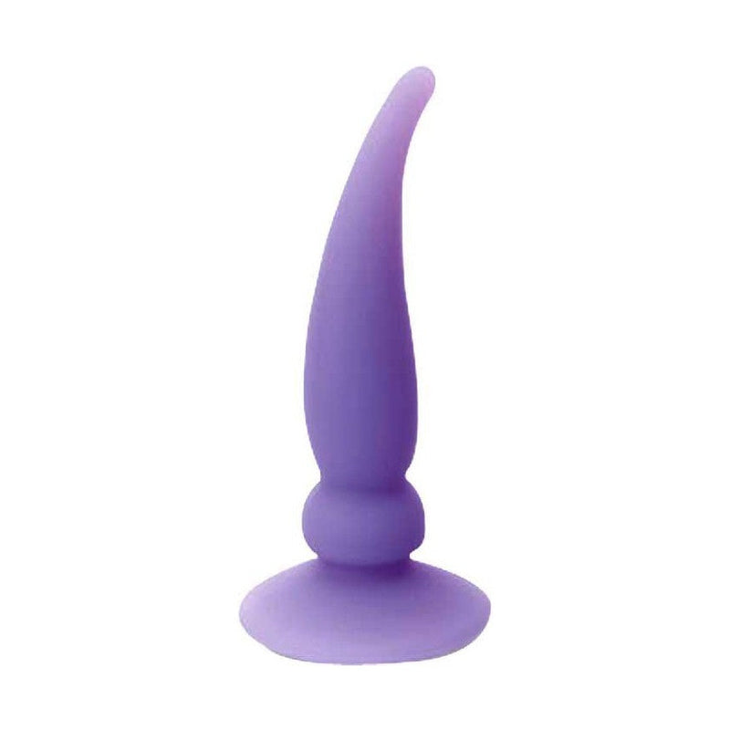 Stumpy Thumpers Curved Horn Silicone Butt Plug 4.5" in Purple