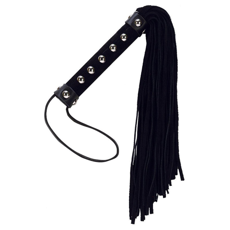 Punishment Large Studded Whip in Black