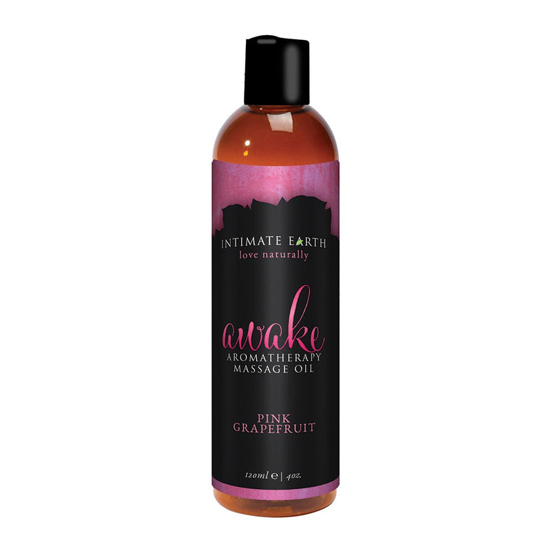 Intimate Earth Awake Massage Oil 4 oz in Pink Grapefruit