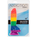 Addiction Justin 8" Silicone Dildo in Rainbow - Red Mansion