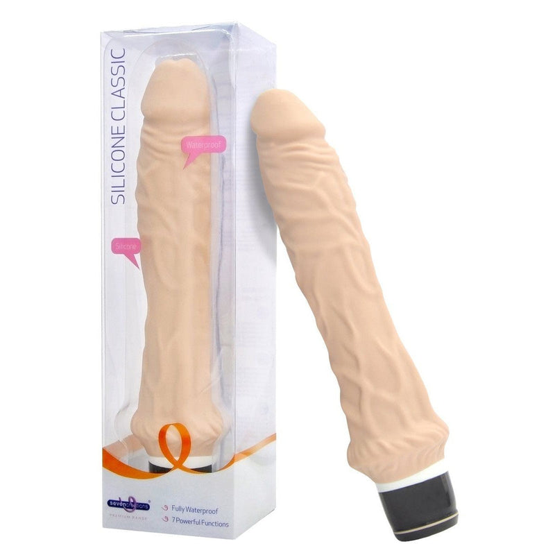 Silicone Classic Vibrating Dildo 8" in Ivory