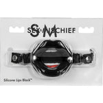 Sex & Mischief Silicone Lips Open Mouth Gag in Black - Red Mansion